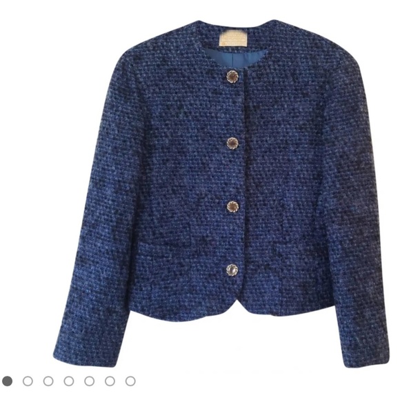 Vintage Pendleton  Blue boucle tweed jacket Fully lined set size 10/12 - Picture 1 of 5